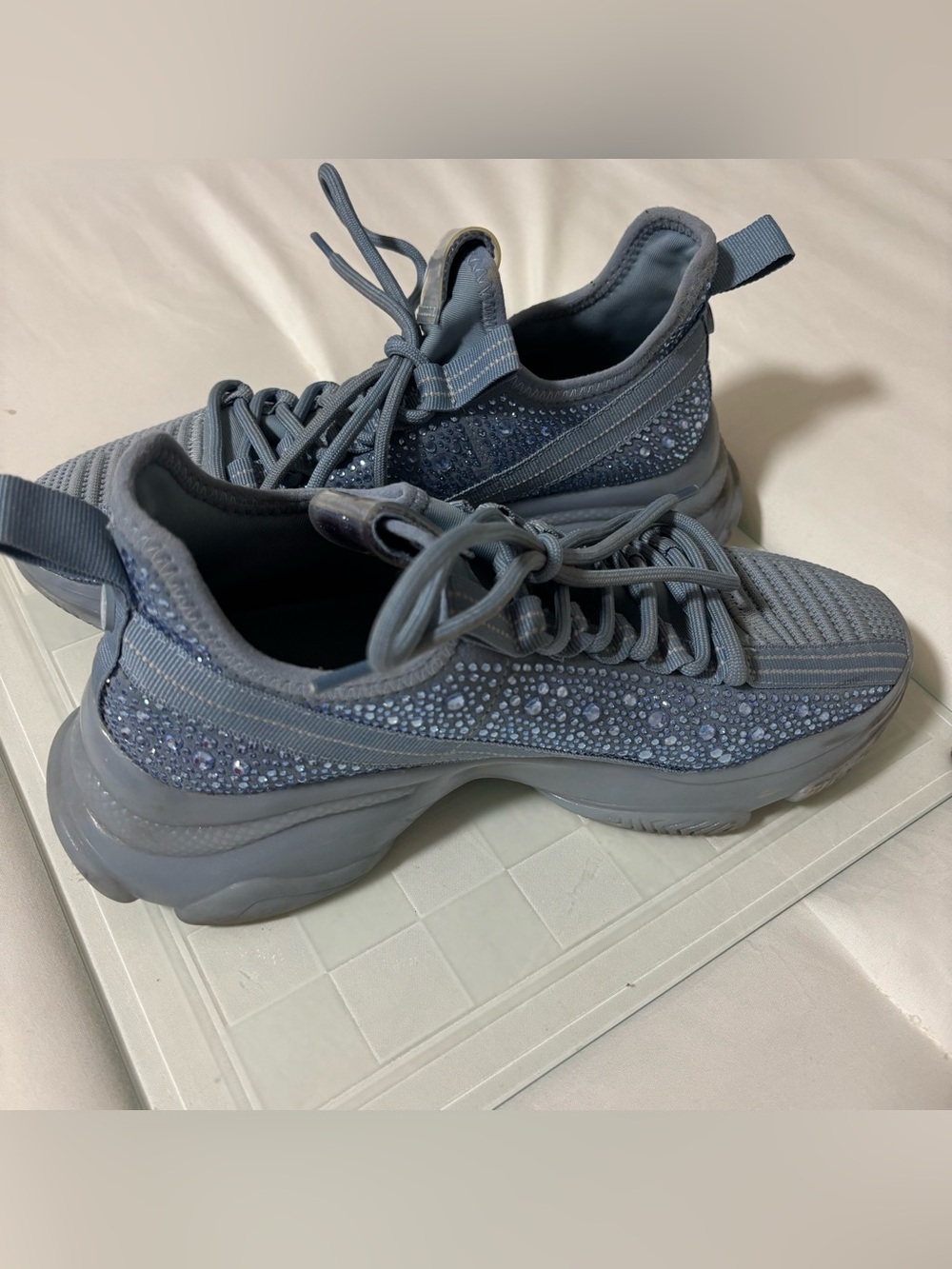 Steve Madden Women's Maxima Light Blue Crystal- Embellished Sneakers Size 9